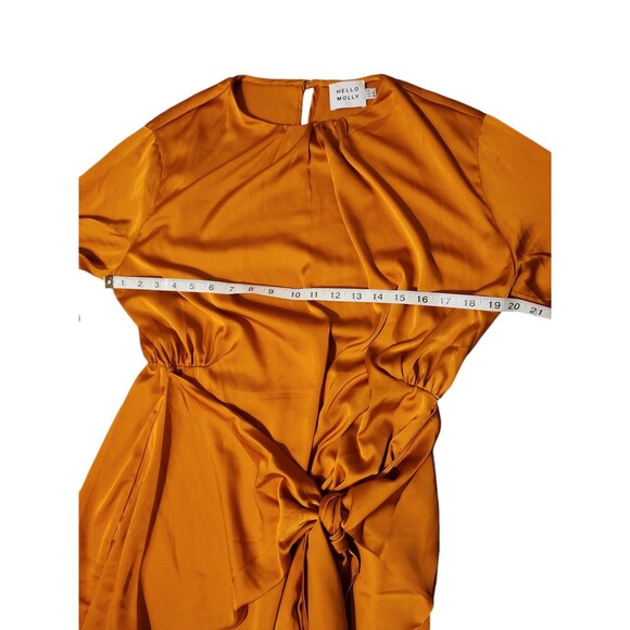 Hello Molly Club Wear Mini Dress Womens Size 10 Night Out Harvest Orange Silky - Picture 7 of 9